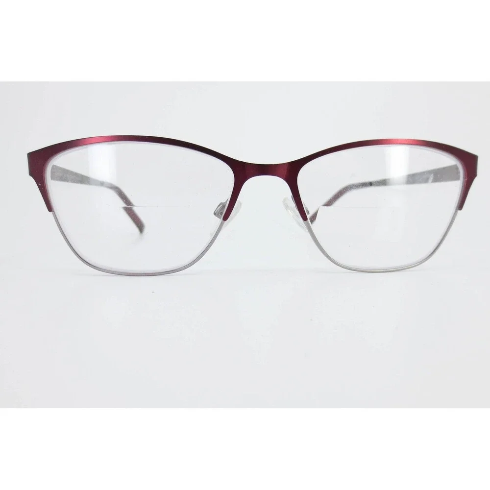 Success SS-384 Eyeglass Frames Burgundy Pewter Metal Cat Eye 56-17-145 Glasses